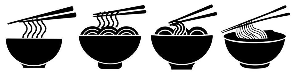 noodles icon, noodles silhouette vector illustration-simple silhouette illustration of noodles, perfect for noodles logos and icons