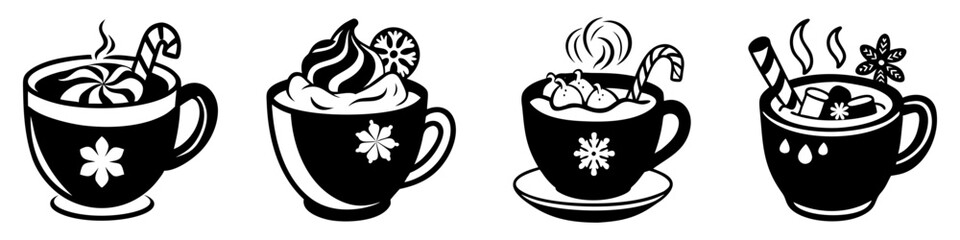 peppermint hot chocolate icon, peppermint hot chocolate silhouette vector illustration-simple silhouette illustration of peppermint hot chocolate, perfect for peppermint hot chocolate logos and icons