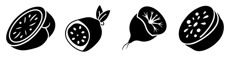 radish slice icon, radish slice silhouette vector illustration-simple silhouette illustration of radish slice, perfect for radish slice logos and icons