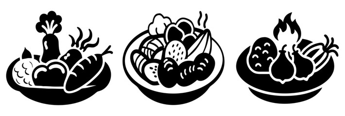 roasted vegetables icon, roasted vegetables silhouette vector illustration-simple silhouette illustration of roasted vegetables, perfect for roasted vegetables logos and icons