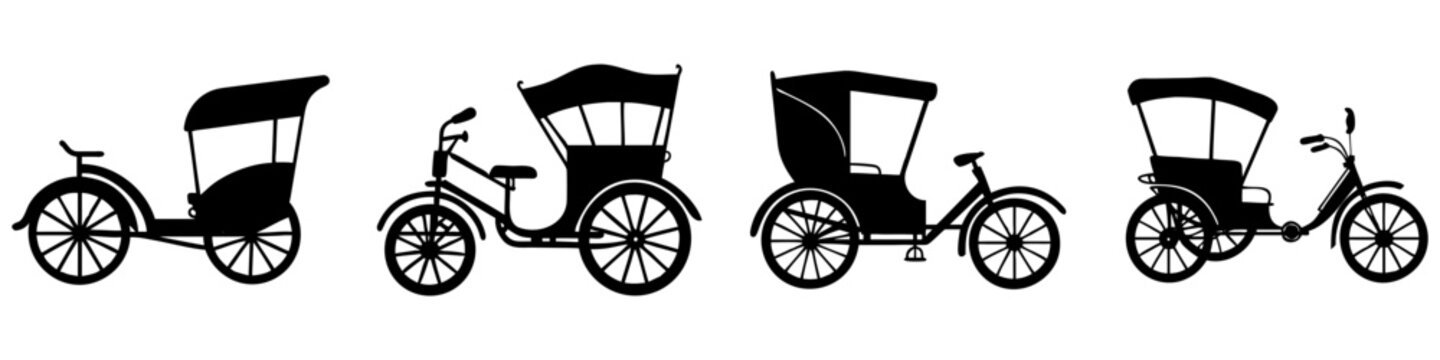 rickshaw icon, rickshaw silhouette vector illustration-simple silhouette illustration of rickshaw, perfect for rickshaw logos and icons