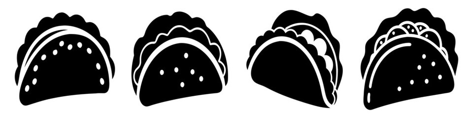 tacos icon, tacos silhouette vector illustration-simple silhouette illustration of tacos, perfect for tacos logos and icons