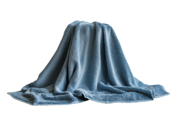 Soft blue towel draped elegantly studio shot against a neutral backdrop Luxurious texture and gentle