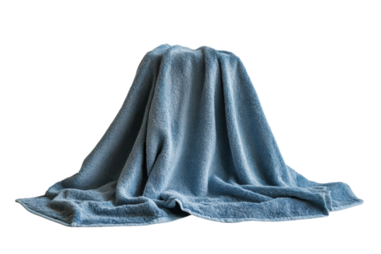 Soft blue towel draped elegantly studio shot against a neutral backdrop Luxurious texture and gentle