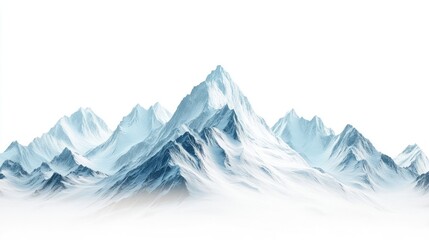 Snowy mountain peaks separated on a white background