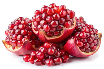 close up ripe pomegranate seeds image isolated on the white background