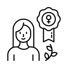 Women's achievements vector outline icon. EPS 10 file