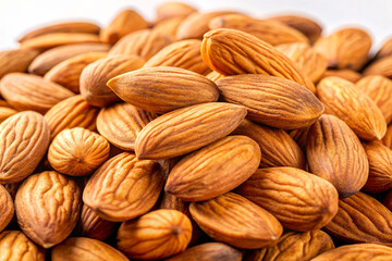 Fototapeta premium Close-up of Raw Organic Almonds Displayed on White