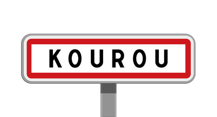 Panneau sur poteau de Kourou, Guyane, Outre-mer