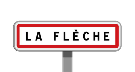 Panneau sur poteau de La Flèche, Sarthe, Pays de la Loire