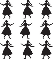 Premium vector. Silhouette girl on white background vector illustration.  