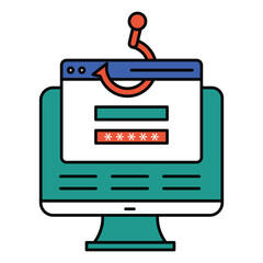 Digital Protection Phishing Prevention Vector Icon Design, cybersecurity, fraud prevention, secure access