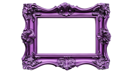 purple , violet picture frame isolated on white background , transparent png 