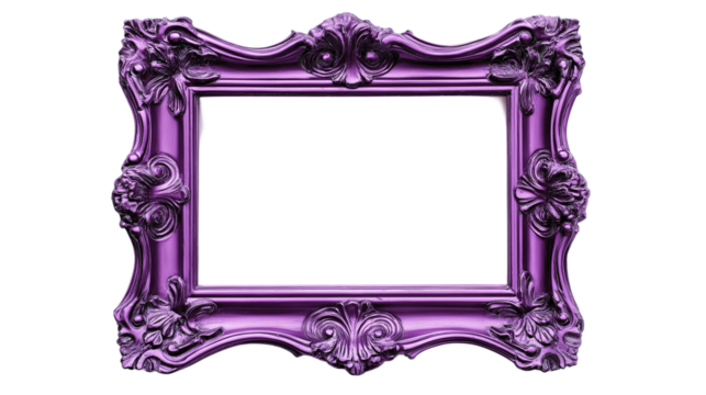 purple , violet picture frame isolated on white background , transparent png 
