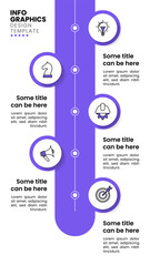 Infographic template. Vertical purple line with 5 steps