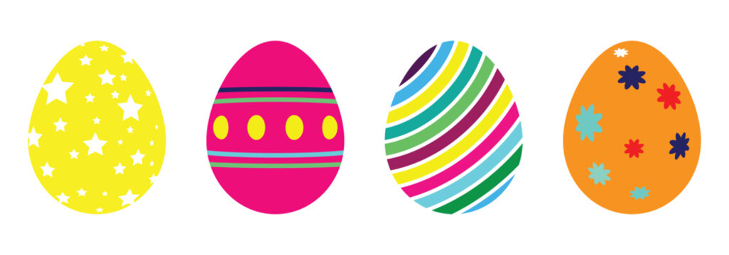 Easter eggs icon set. Set of decorated ester eggs vector. Spring easter, colorful easter eggs