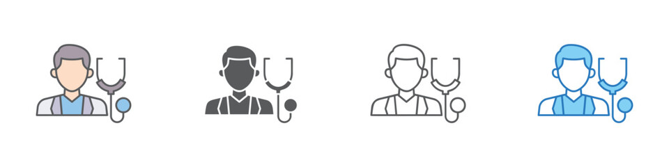 Doctor Icon Set Multiple Style Vector Collection