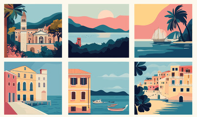 Retro Italy Travel Posters: Venice, Rome, Positano Summer Vacation Illustrations