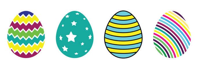 Colorful decorated eggs icon set vector