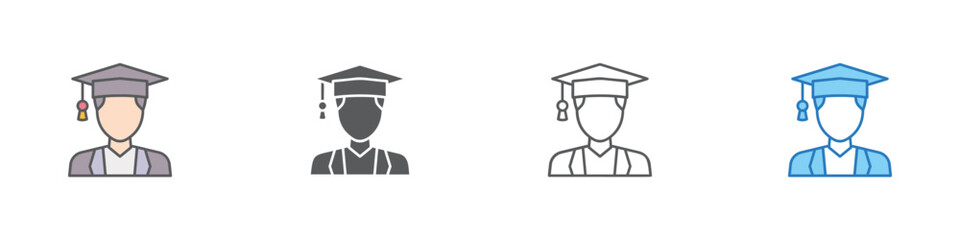 Fototapeta premium Graduation Icon Set Multiple Style Vector Collection