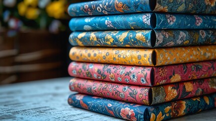 Stacked Decorative Notebooks