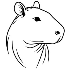 Capybara portrait silhouette one line art
