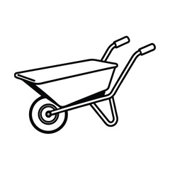 wheelbarrow line art vector illustration