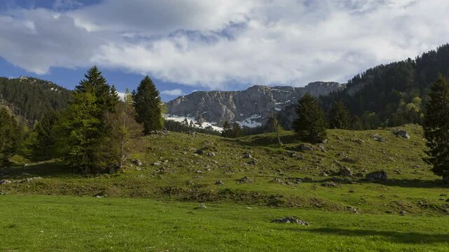 Time lapse Benediktenwand mountain, Bavaria, Germany