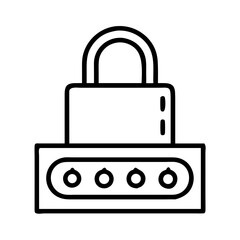 Cybersecurity Icon with Lock and Digital Elements  