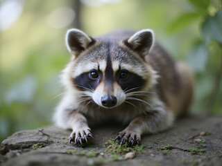 Curious Raccoon in Nature