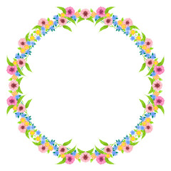 round frame made of colorful flowers