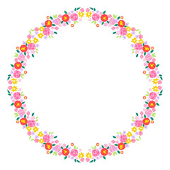 circle of colorful flowers