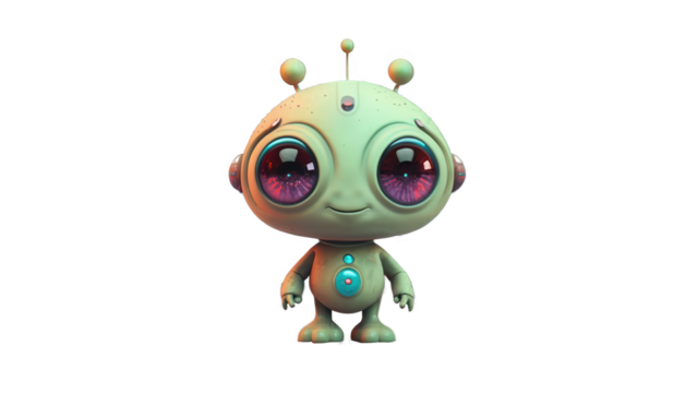 A quirky baby Martian illustration, ideal for fun and imaginative space-themed designs. - Powered by Adobe
