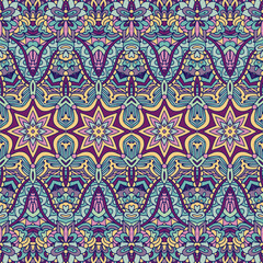 Vector seamless pattern geometry. Ethnic tribal geometric striped psychedelic print with lines triangels and ornaments.