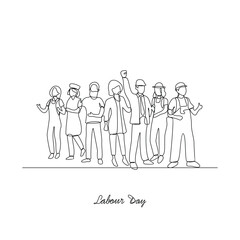 One continuous line drawing of International Labor Day on May 1st. International Labor Day design in continuous linear style. South Africa International Labor Day design concept vector illustration