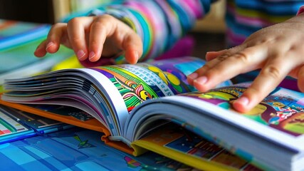 International Literacy Day, A child explores a world of color in a book, joy in every page turn. International Literacy Day, 8 September