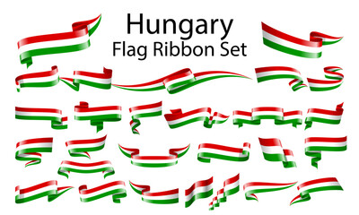 Hungary ribbon flag set
