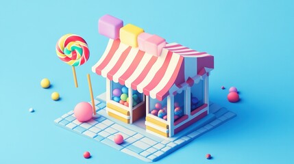 colourful shop on the blue background 