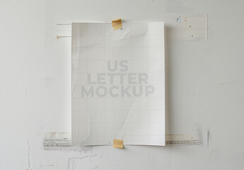 Crumpled US Letter Paper Mockup with Tape