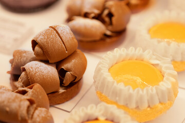 French chocolate cream tarte and tartlets lemons