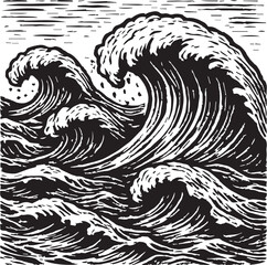 big waves bad sea vector illustration