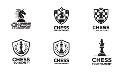 Vintage and Modern Chess Tournament Logo, with Shield Design Chess Symbol