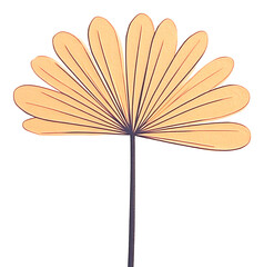 Elegant pale orange palm frond subtly illustrated against white background. AI Generated