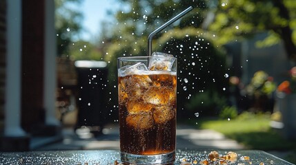 Refreshing Drink, Backyard, Sunny Day