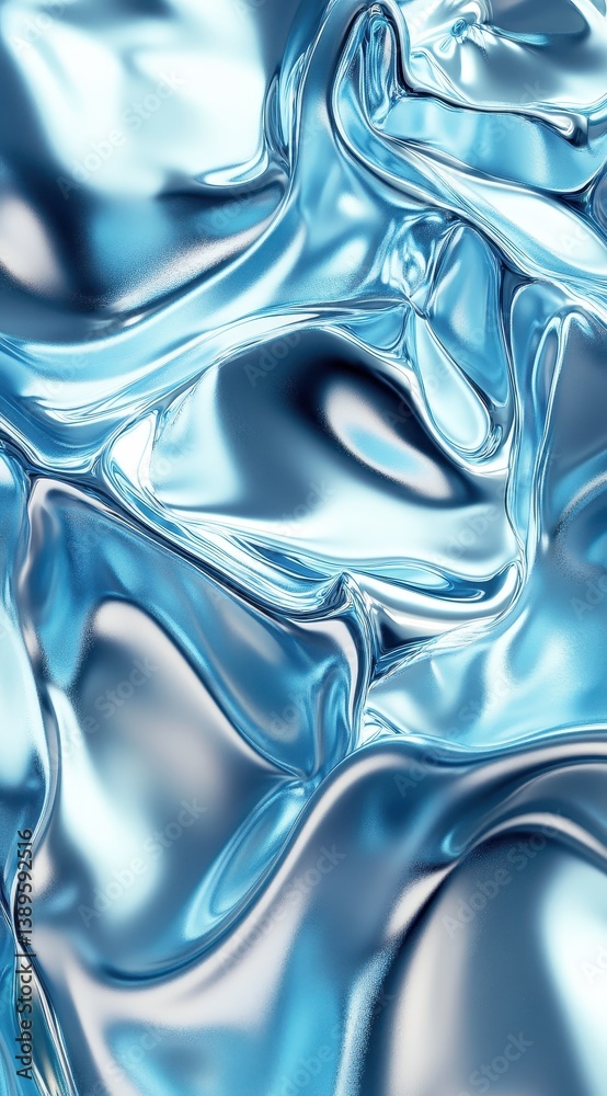 Poster Abstract Blue Water Texture Background with Shiny Surface Design for Modern Art and Decoration Glossy Style Creative Backdrop with Cool Aqua Fluid Element