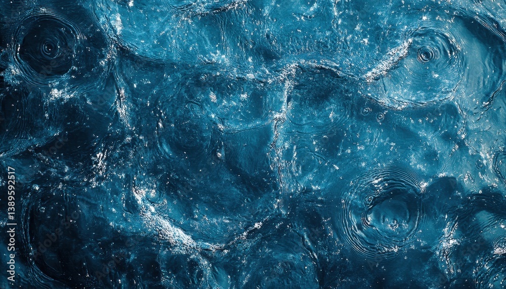 Poster Abstract Blue Water Surface with Sparkling Texture and Ripples Creating Dynamic Pattern for Background or Design Element