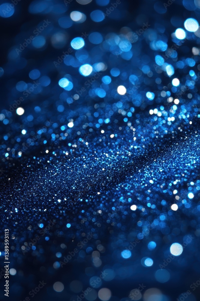 Poster Abstract Dark Blue Glittering Bokeh Background with Twinkling Festive Sparkles Shimmering Surface with Shining Magical Light Effect and Brilliant Luxury Glamour Design Element
