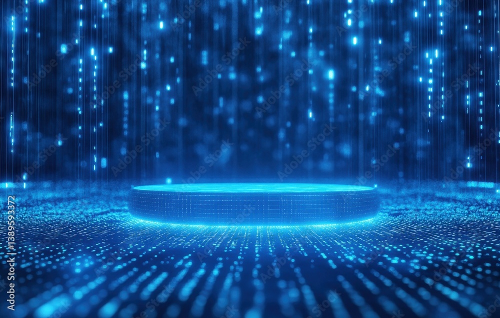 Aufkleber Abstract Digital Blue Technology Backdrop with Glowing Lines and Data Stream Futuristic Cyber Space and Artificial Intelligence Presentation Platform