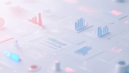 Abstract Data Visualization with Graph and Chart on a White Background Depicting Business Finance Market Report with Growth Trend and Statistics in a Clean Modern Design