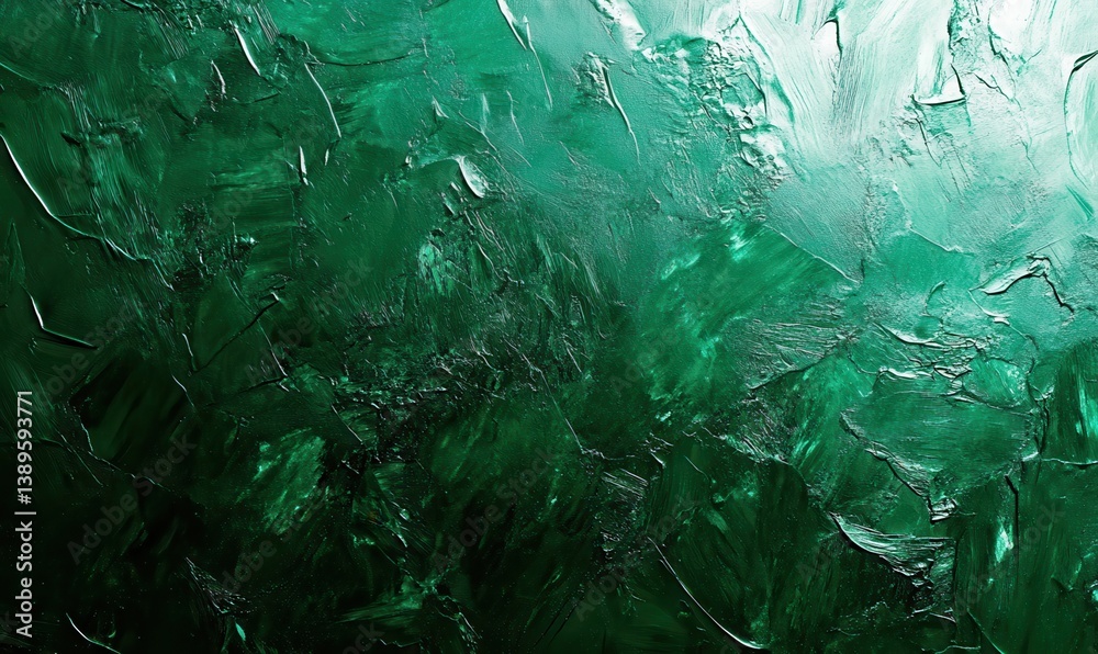Poster abstract emerald green paint texture background with artistic brush strokes on canvas creates a mode